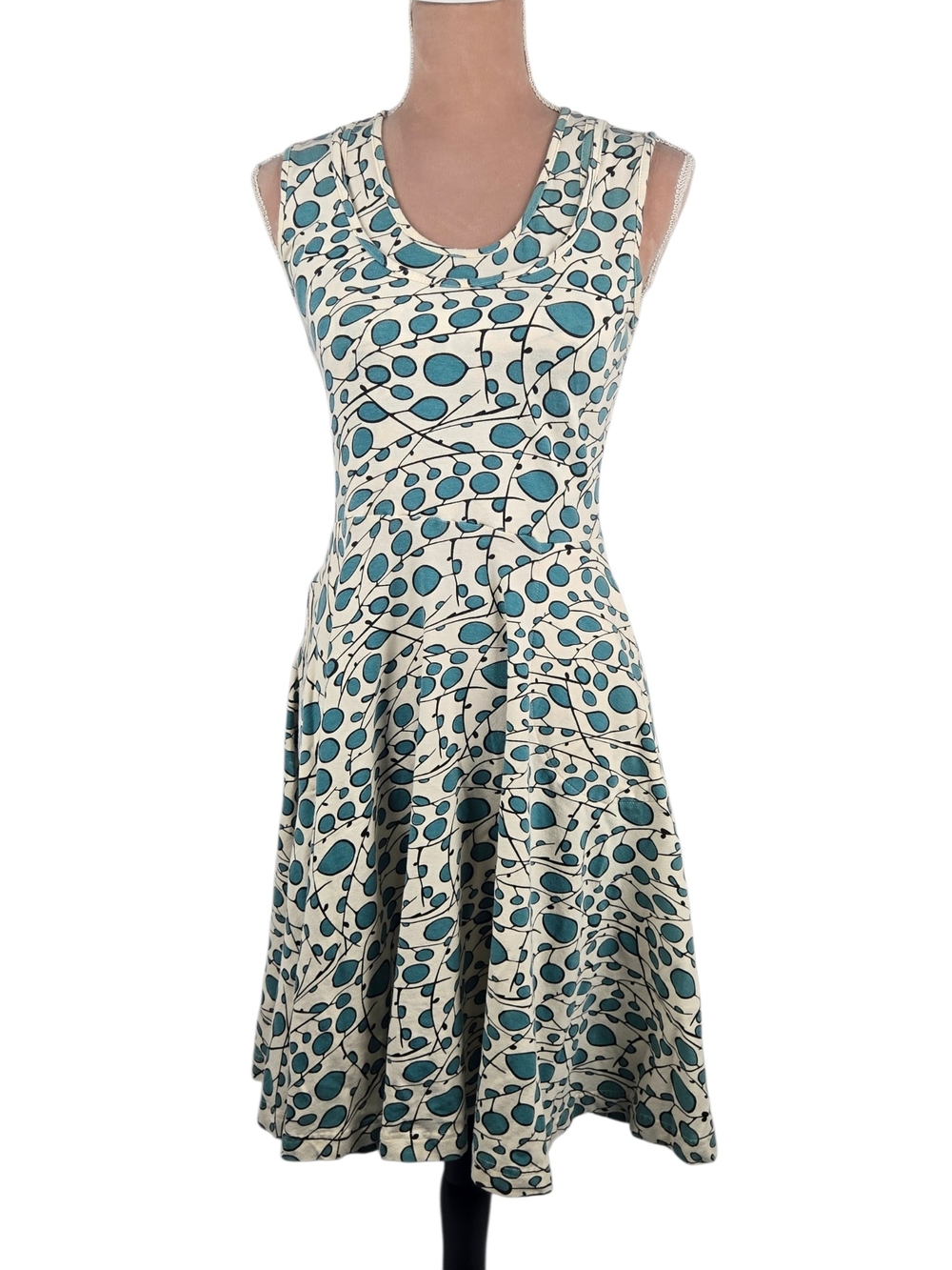 Effie's Heart Fit and Flare Dress in Teal and Cream Size Small